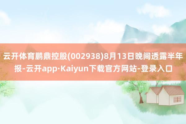 云开体育鹏鼎控股(002938)8月13日晚间透露半年报-云开app·Kaiyun下载官方网站-登录入口